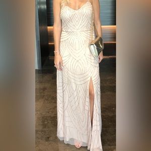 Adriana papell blush/rose gold bridesmaid beaded dress